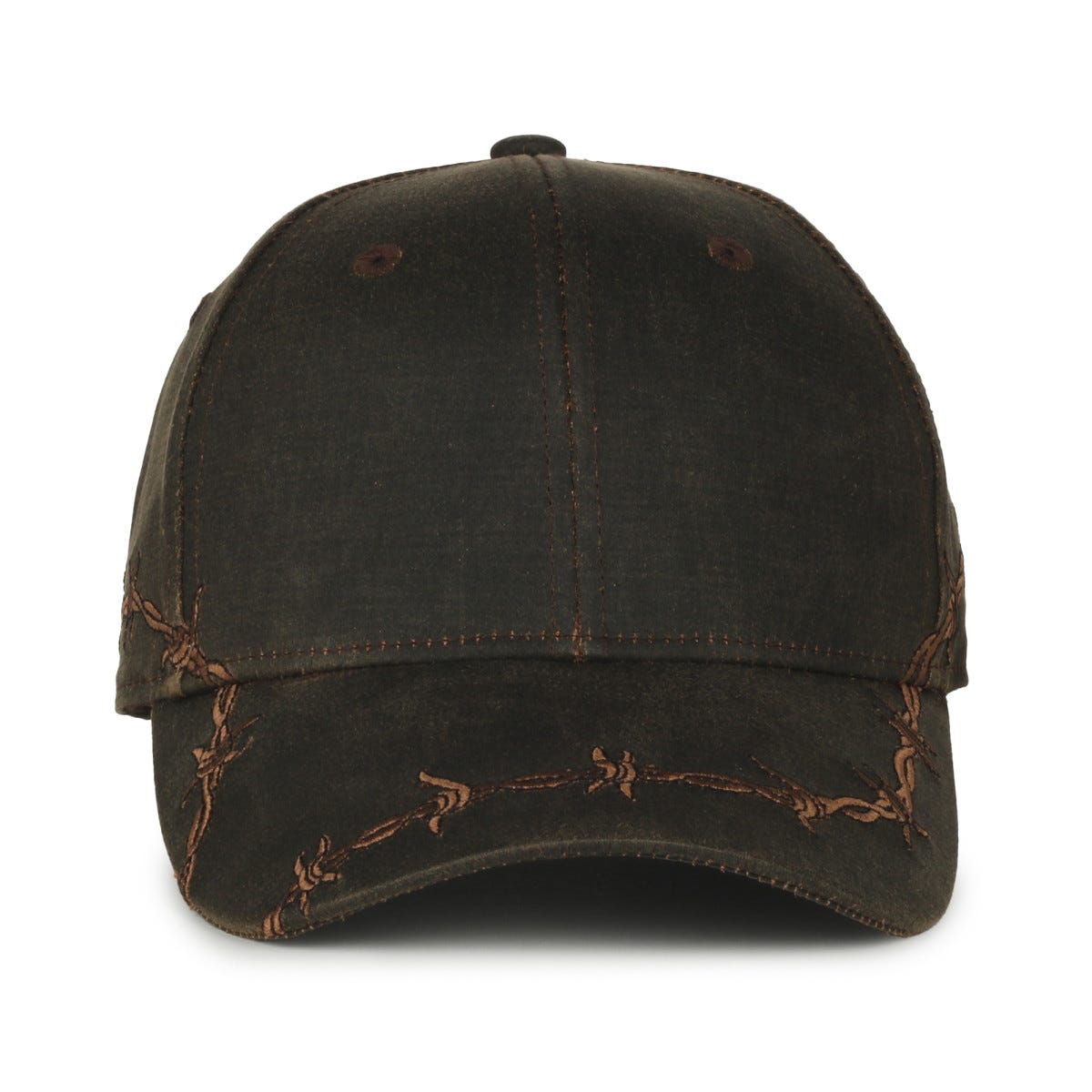 Oc Sports Barb-01 Barbed Wire Embroidery Solid Back Cap - Brown