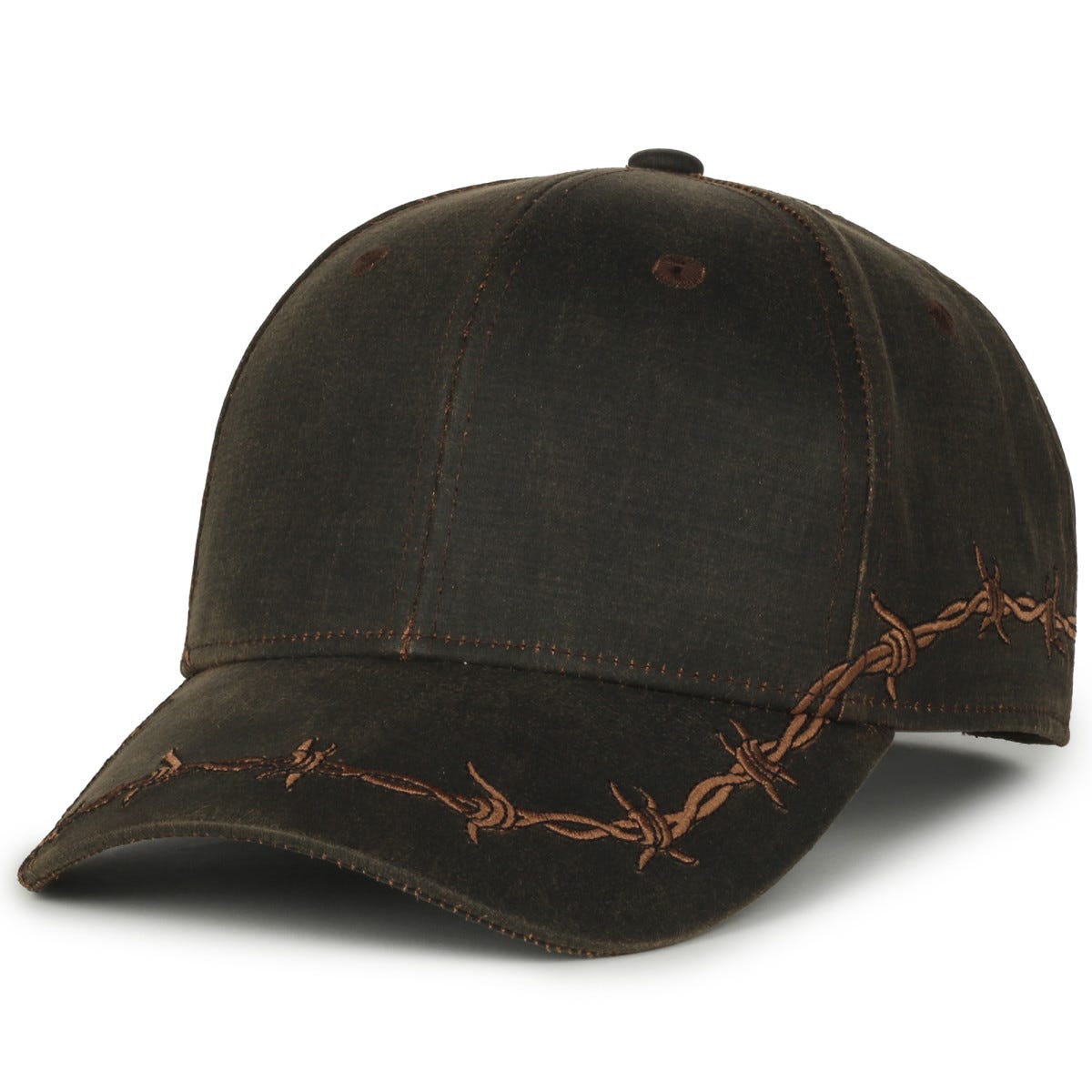 Oc Sports Barb-01 Barbed Wire Embroidery Solid Back Cap - Brown