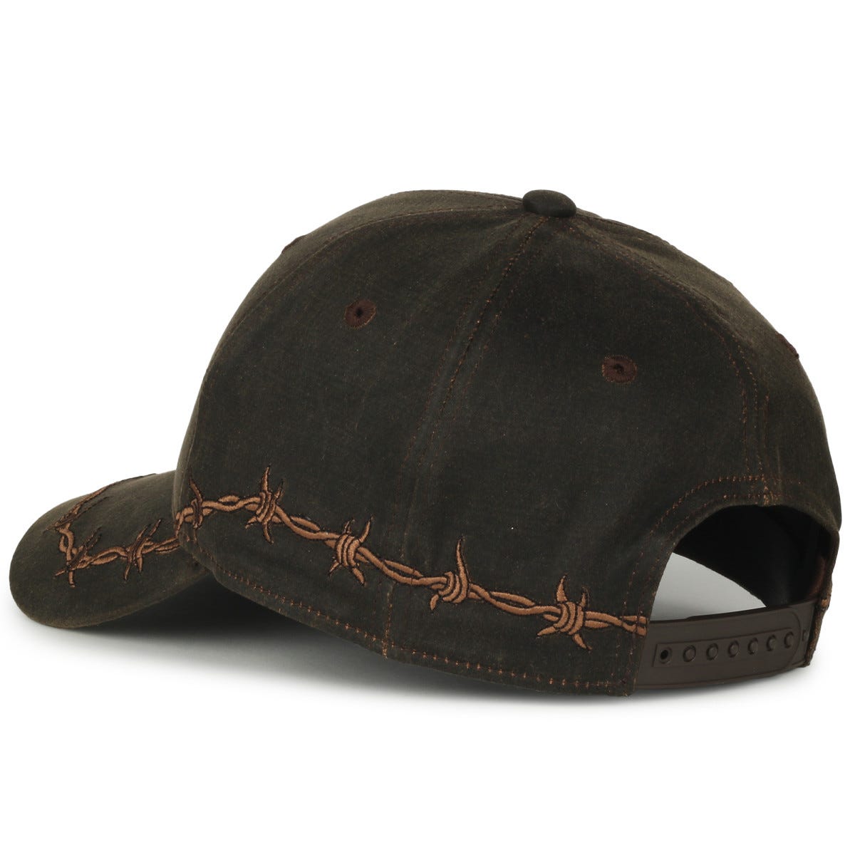 Oc Sports Barb-01 Barbed Wire Embroidery Solid Back Cap - Brown