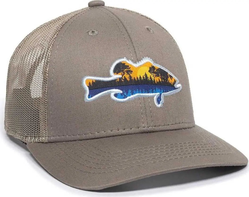 Oc Sports Bas-032 Fishing Adjustable Mesh Back Cap - Khaki - 6 7/8’’ - 7 1/2’’