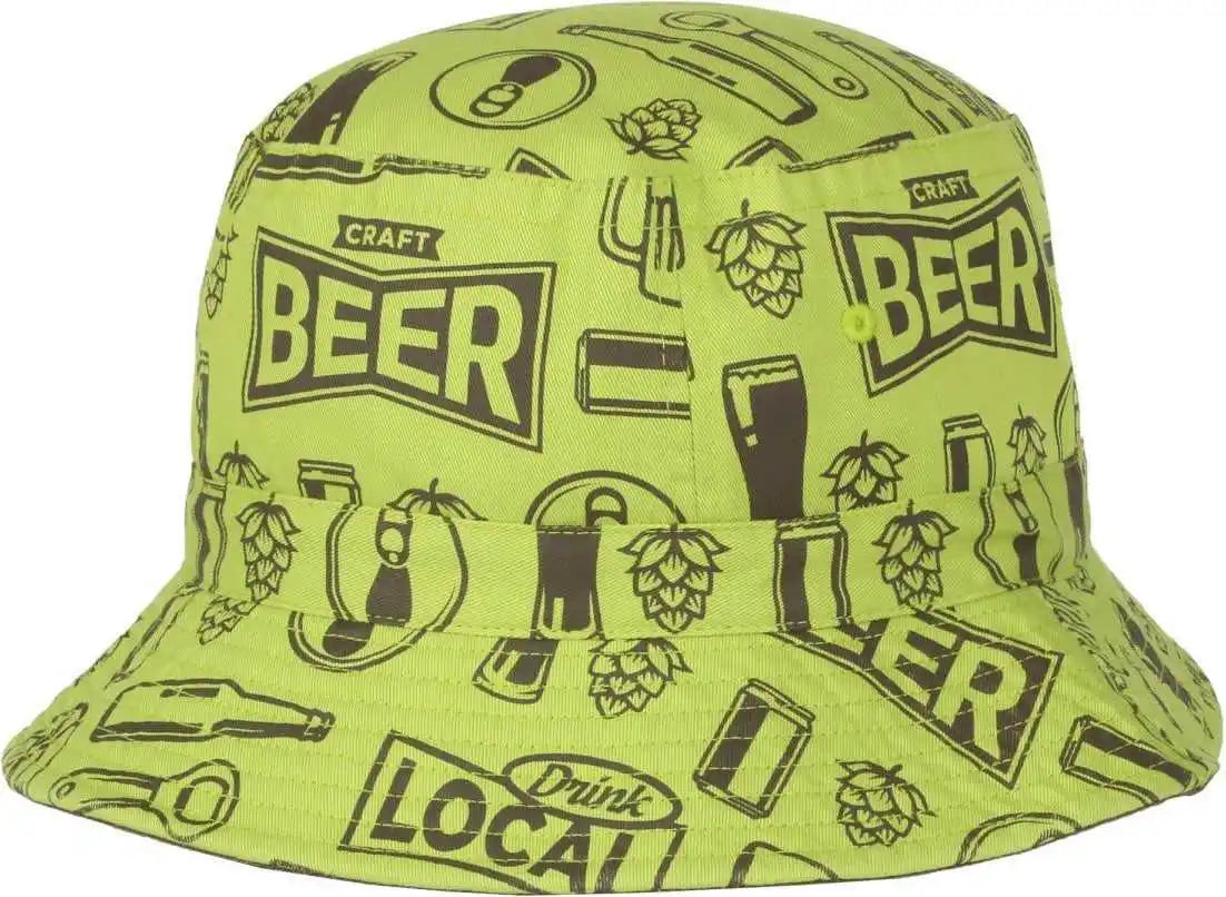 Oc Sports Beer-031 Pabst Bucket Hat - Lime - 6 7/8’’ - 7 1/2’’