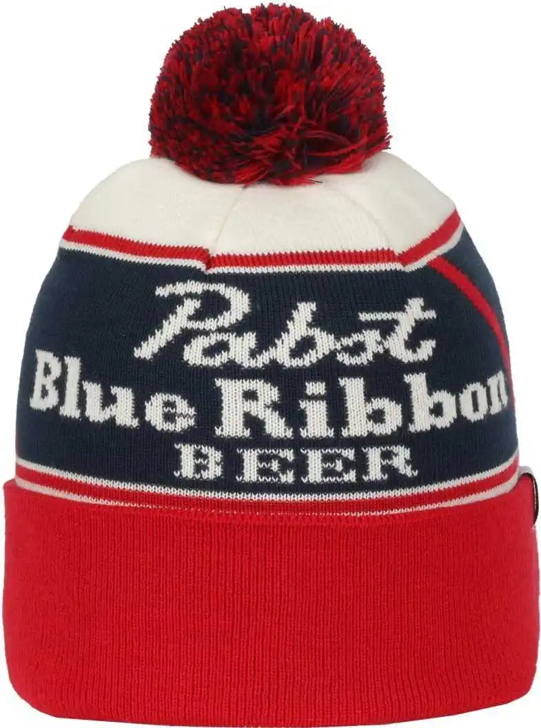 Oc Sports Beer-032 Pabst Beanie with Pom - Red White Blue - Osfm