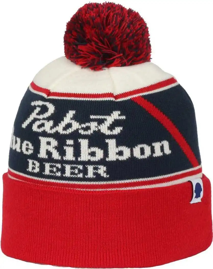 Oc Sports Beer-032 Pabst Beanie with Pom - Red White Blue - Osfm