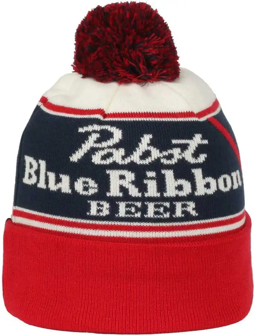 Oc Sports Beer-032 Pabst Beanie with Pom - Red White Blue - Osfm
