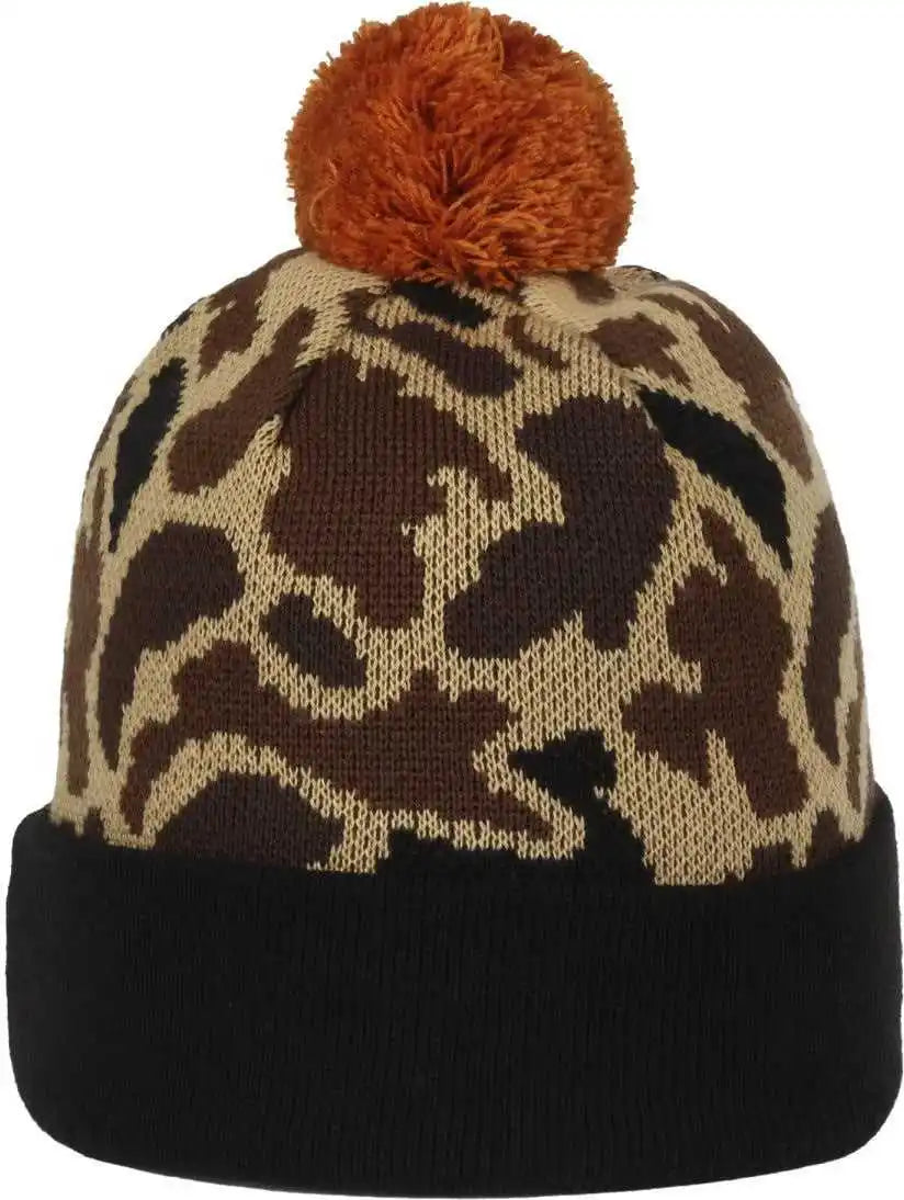 Oc Sports Beer-033 Pabst Beanie with Pom - Generic Waterfowl Camo - Mulit-colored / 6 7/8’’ - 7 1/2’’