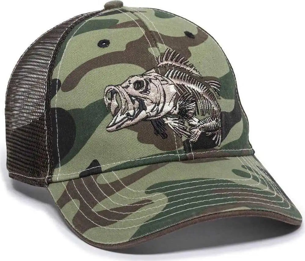 Oc Sports Bon-022 Fishing Adjustable Mesh Back Cap - Generic Camo Brown - Green / 6 7/8’’ - 7 1/2’’