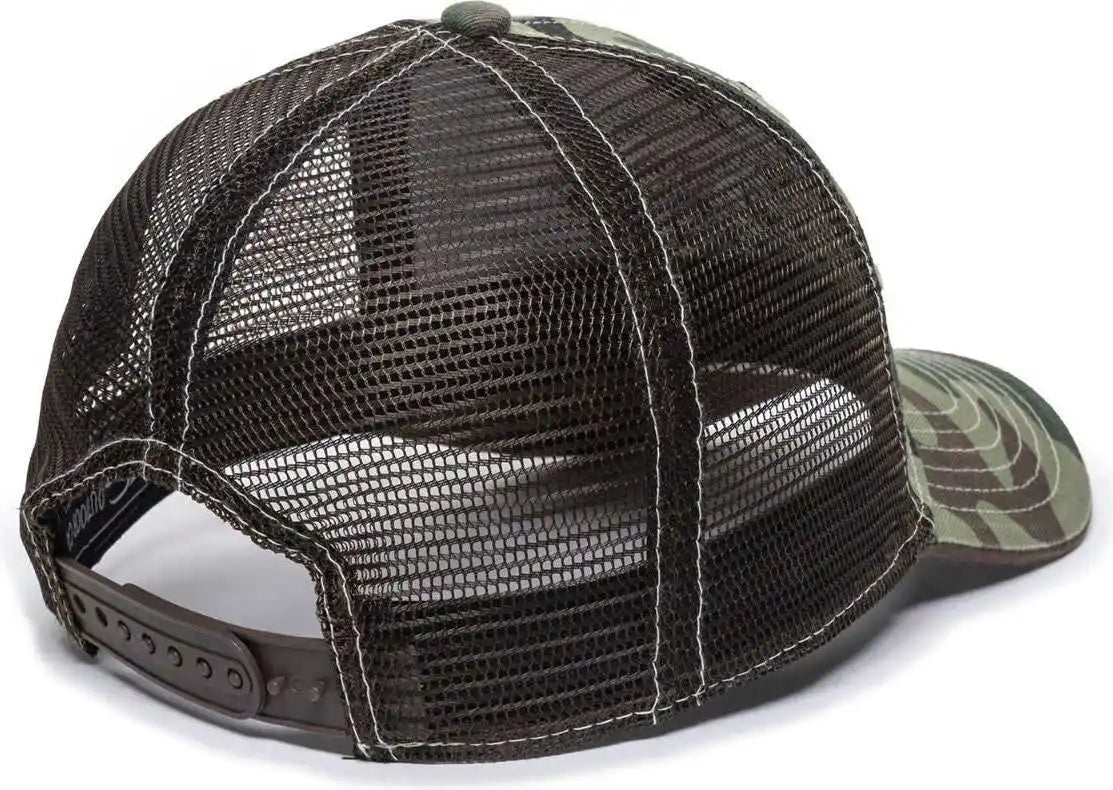 Oc Sports Bon-022 Fishing Adjustable Mesh Back Cap - Generic Camo Brown - Green / 6 7/8’’ - 7 1/2’’