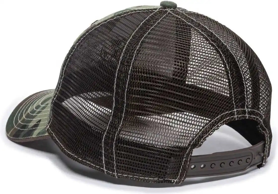 Oc Sports Bon-022 Fishing Adjustable Mesh Back Cap - Generic Camo Brown - Green / 6 7/8’’ - 7 1/2’’