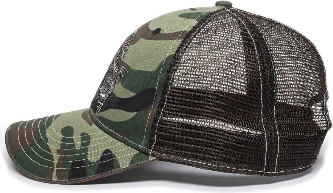 Oc Sports Bon-022 Fishing Adjustable Mesh Back Cap - Generic Camo Brown - Green / 6 7/8’’ - 7 1/2’’