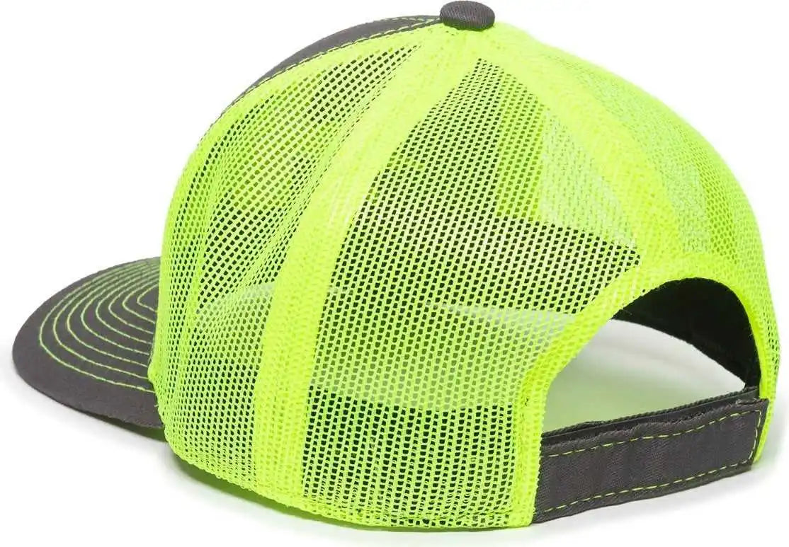 Oc Sports Bon-800 Fishing Adjustable Mesh Back Cap - Charcoal Neon Yellow - Dark Gray / 6 7/8’’ - 7 1/2’’