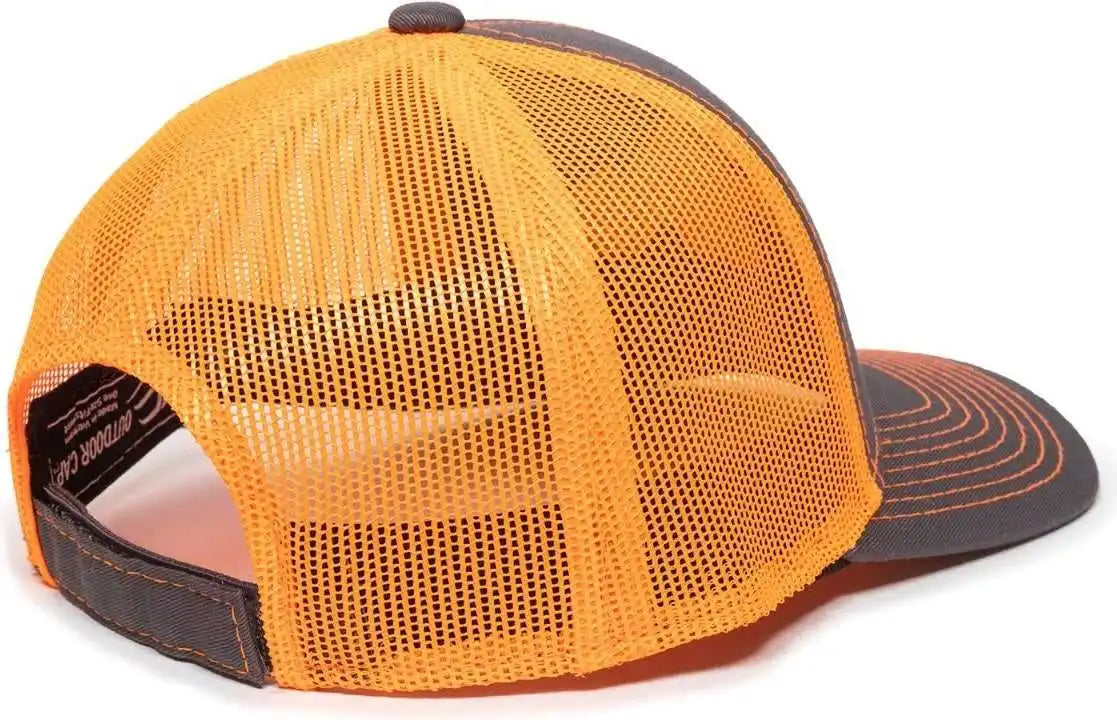 Oc Sports Bon-800 Fishing Adjustable Mesh Back Cap - Charcoal Neon Orange - Dark Gray / 6 7/8’’ - 7 1/2’’