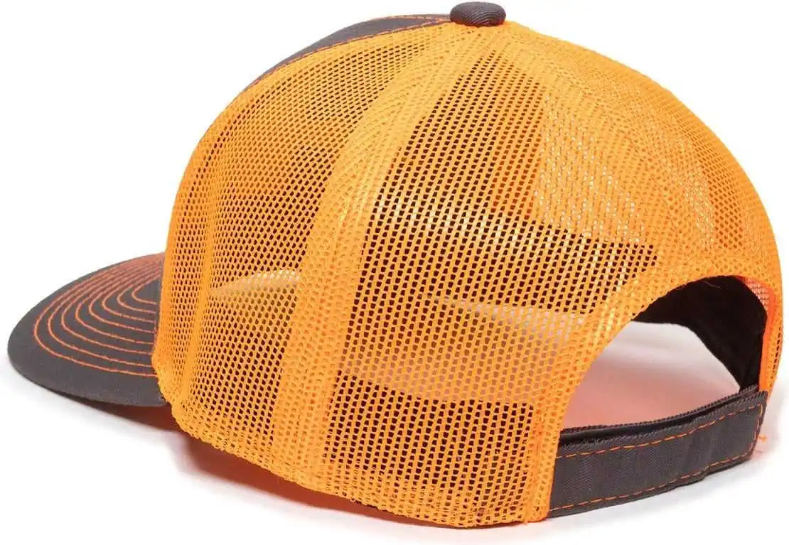 Oc Sports Bon-800 Fishing Adjustable Mesh Back Cap - Charcoal Neon Orange - Dark Gray / 6 7/8’’ - 7 1/2’’