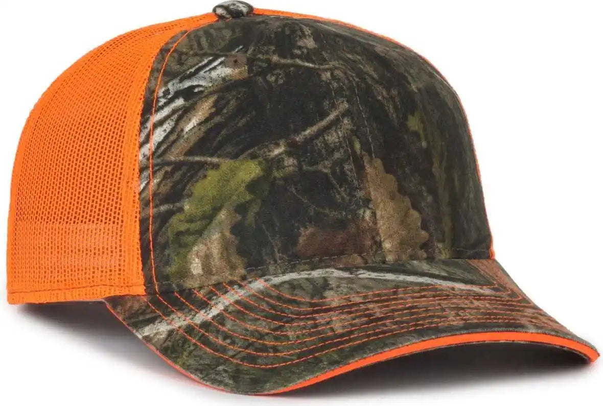 Oc Sports Cgwm-301 Adjustable Mesh Back Cap - Mossy Oak Country Dna Neon Orange - Osfm