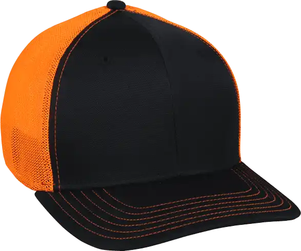 Oc Sports Ct120m Extra-flexible Slight Pre-curved Visor - Black Neon Orange - 6 3/4’’ - 7 1/8’’