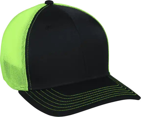 Oc Sports Ct120m Extra-flexible Slight Pre-curved Visor - Black Neon Yellow - 6 3/4’’ - 7 1/8’’