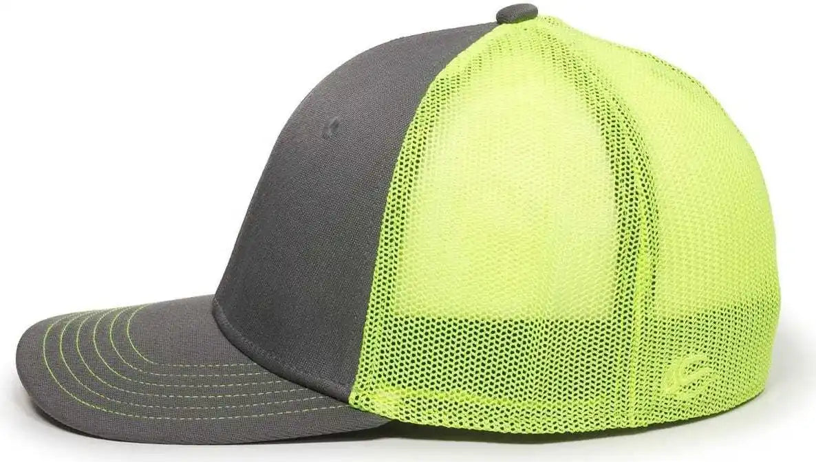 Oc Sports Ct120m Extra-flexible Slight Pre-curved Visor - Graphite Neon Yellow