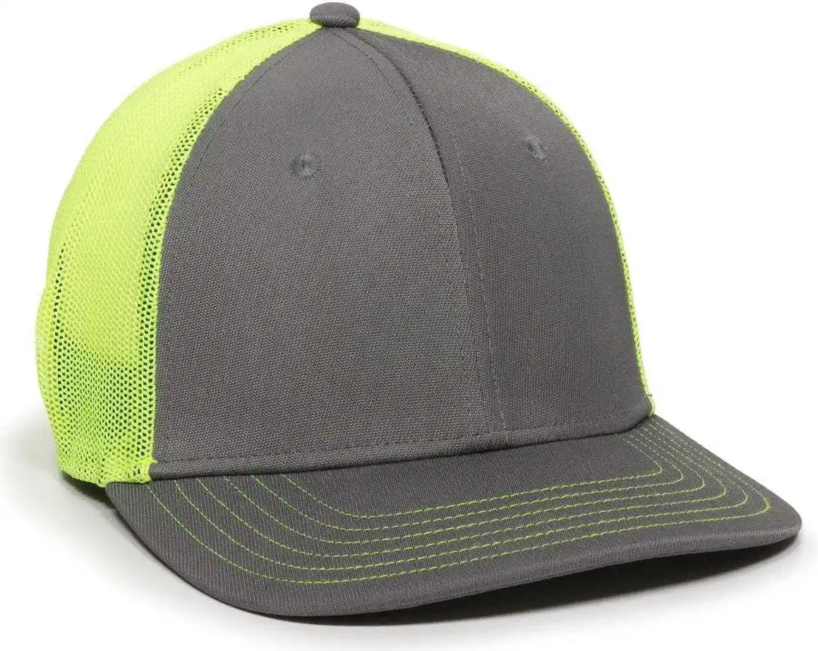 Oc Sports Ct120m Extra-flexible Slight Pre-curved Visor - Graphite Neon Yellow - Dark Gray / 6 3/8’’ - 3/4’’
