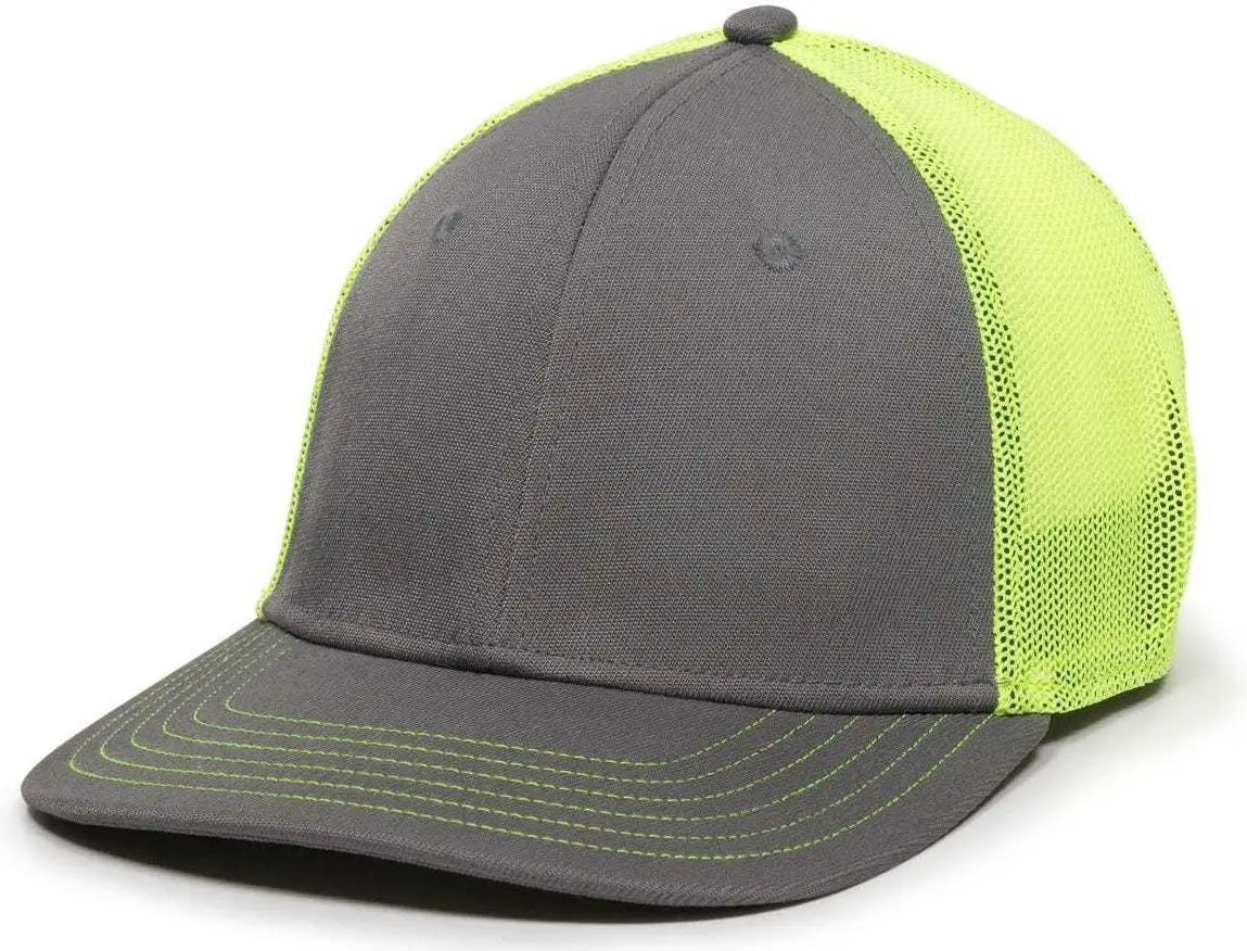 Oc Sports Ct120m Extra-flexible Slight Pre-curved Visor - Graphite Neon Yellow