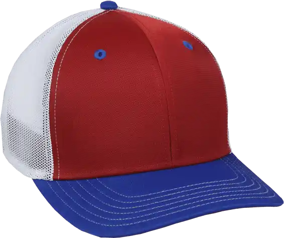 Oc Sports Ct120m Extra-flexible Slight Pre-curved Visor - Red White Royal - 6 3/4’’ - 7 1/8’’