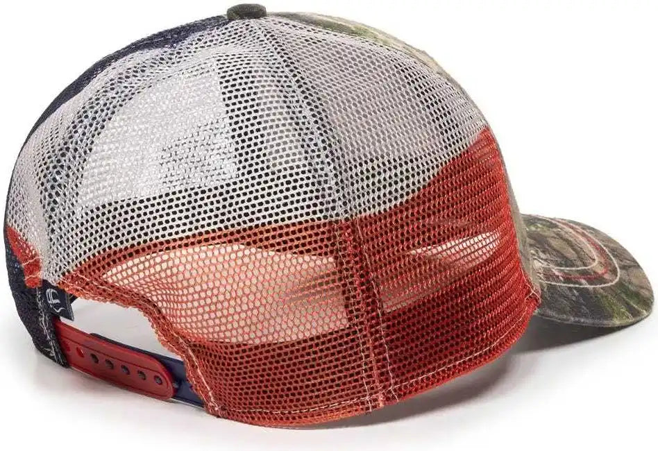 Oc Sports Cwf-400m Adjustable Mesh Back Cap - Mossy Oak Break-up Country Texas Flag - 6 7/8’’ - 7 1/2’’