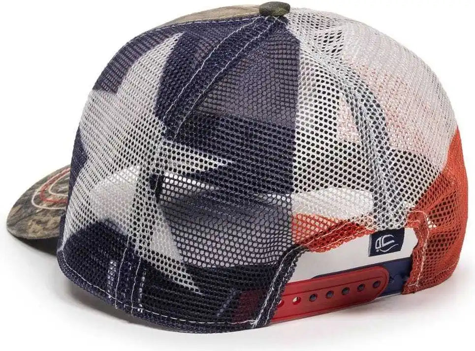 Oc Sports Cwf-400m Adjustable Mesh Back Cap - Mossy Oak Break-up Country Texas Flag - 6 7/8’’ - 7 1/2’’