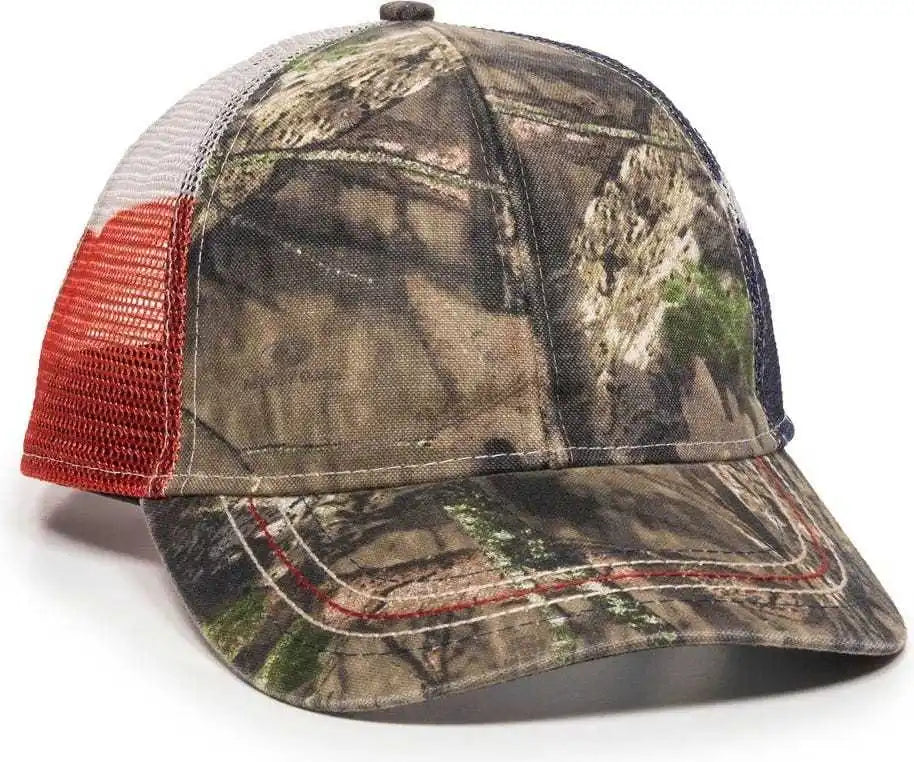 Oc Sports Cwf-400m Adjustable Mesh Back Cap - Mossy Oak Break-up Country Texas Flag - 6 7/8’’ - 7 1/2’’