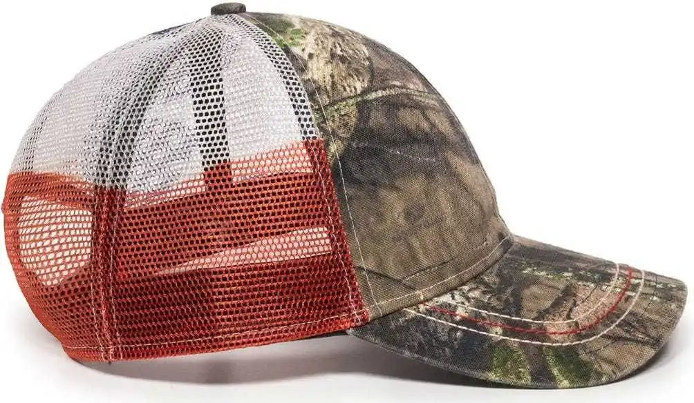 Oc Sports Cwf-400m Adjustable Mesh Back Cap - Mossy Oak Break-up Country Texas Flag - 6 7/8’’ - 7 1/2’’