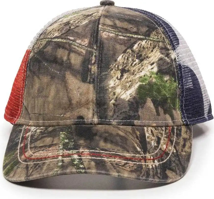 Oc Sports Cwf-400m Adjustable Mesh Back Cap - Mossy Oak Break-up Country Texas Flag - 6 7/8’’ - 7 1/2’’