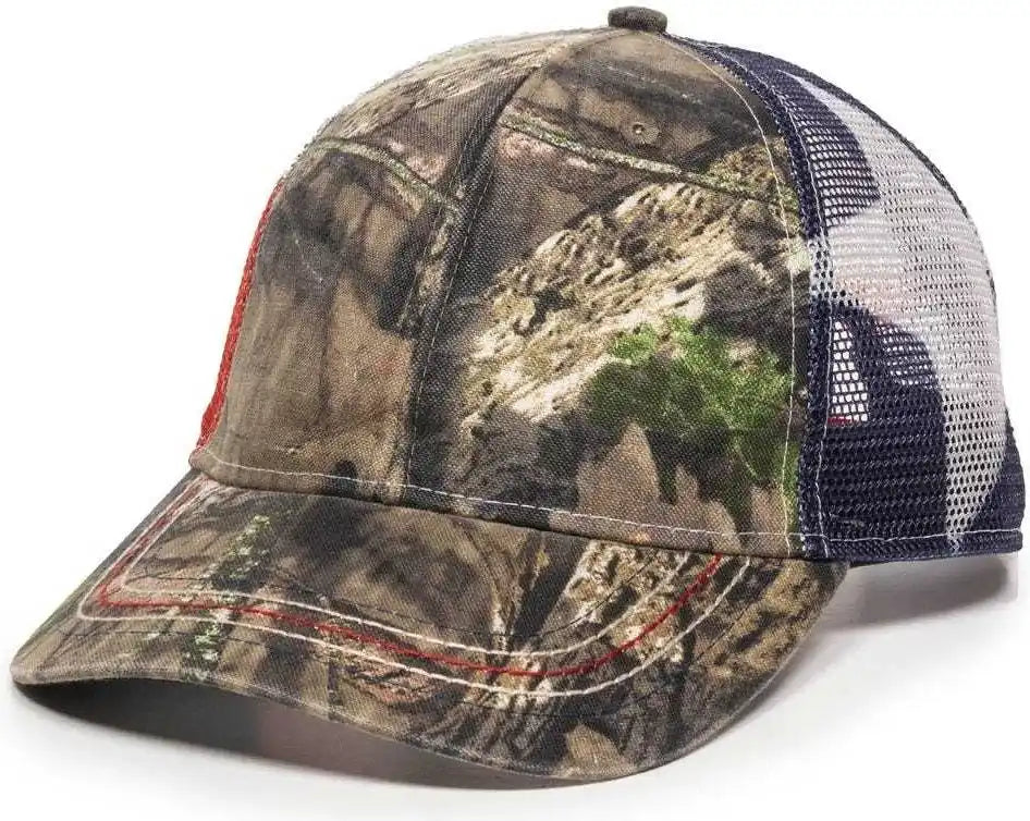 Oc Sports Cwf-400m Adjustable Mesh Back Cap - Mossy Oak Break-up Country Texas Flag - 6 7/8’’ - 7 1/2’’