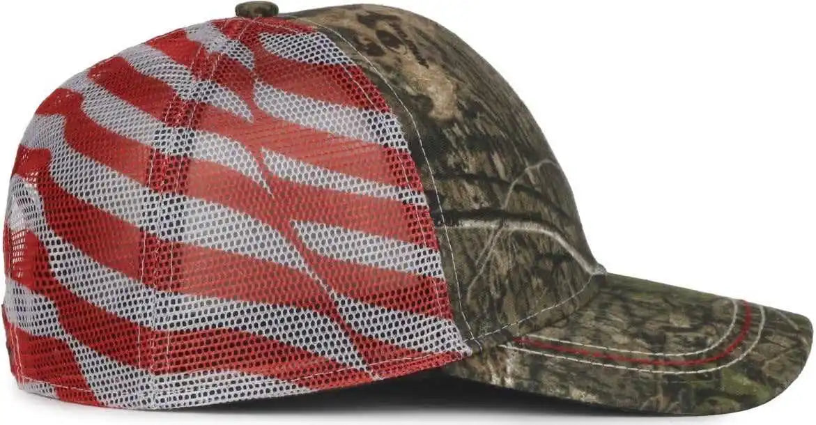 Oc Sports Cwf-400m Adjustable Mesh Back Cap - Mossy Oak Country Dna American Flag - Osfm