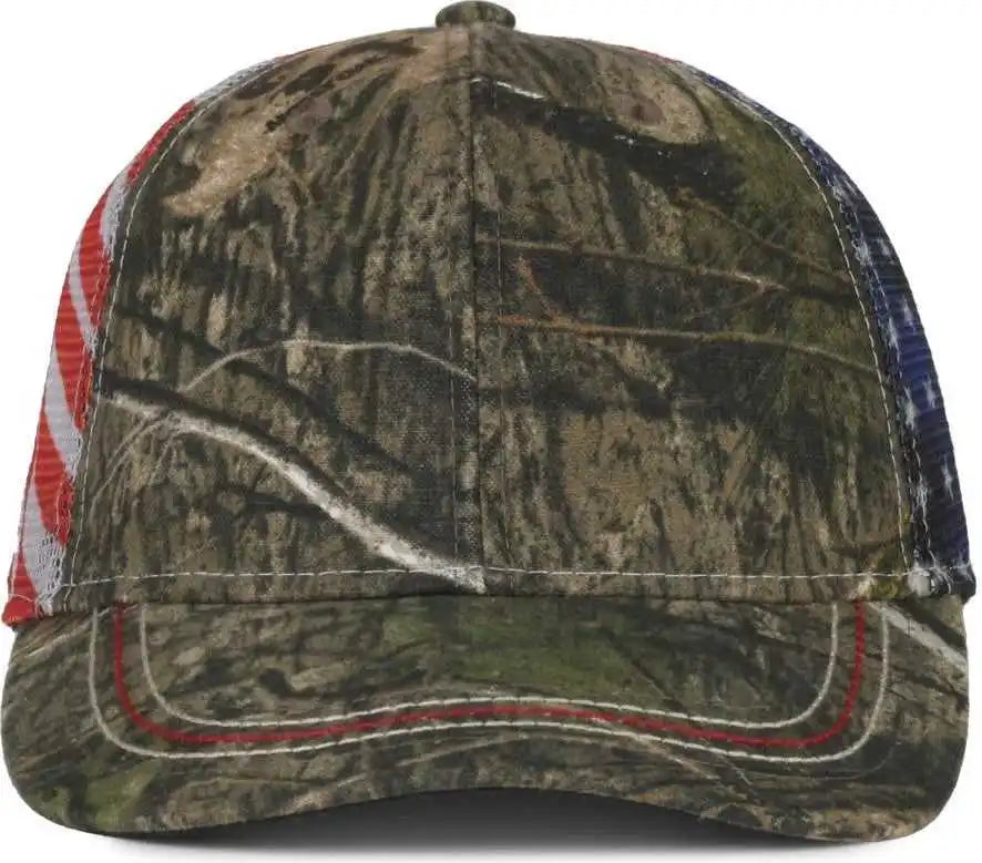 Oc Sports Cwf-400m Adjustable Mesh Back Cap - Mossy Oak Country Dna American Flag - Osfm