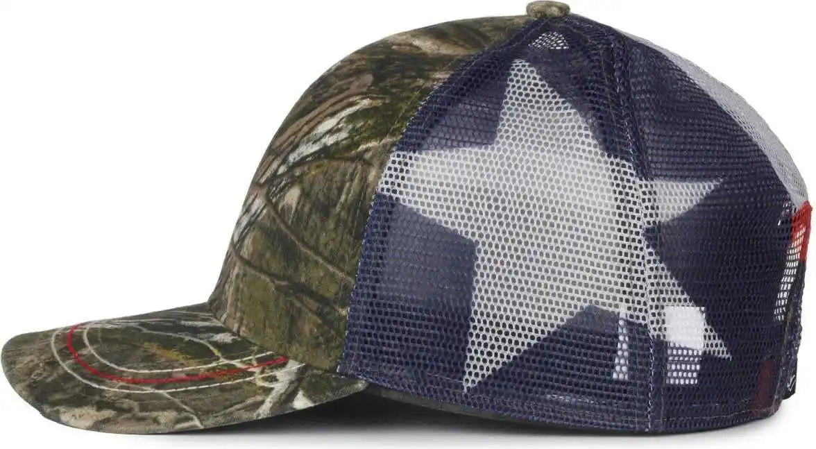Oc Sports Cwf-400m Adjustable Mesh Back Cap - Mossy Oak Country Dna Texas Flag - Osfm