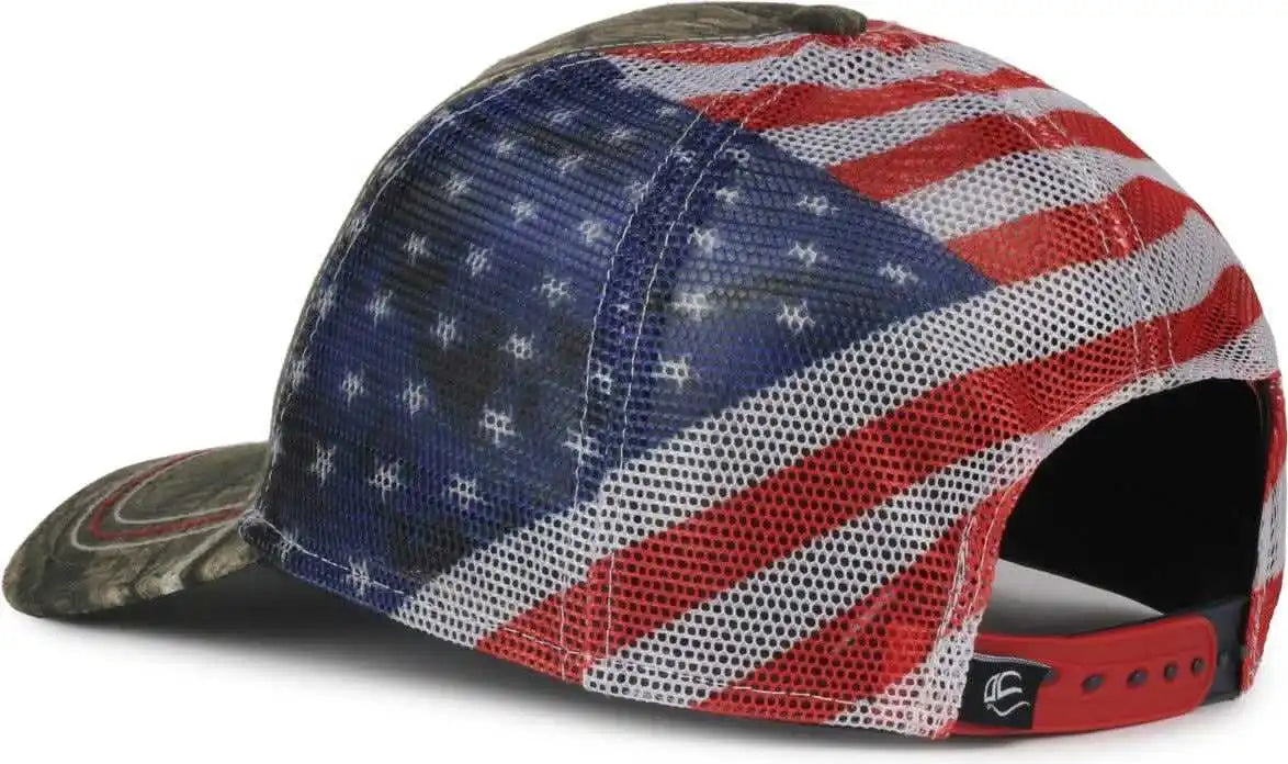 Oc Sports Cwf-400m Adjustable Mesh Back Cap - Mossy Oak Country Dna American Flag - Osfm