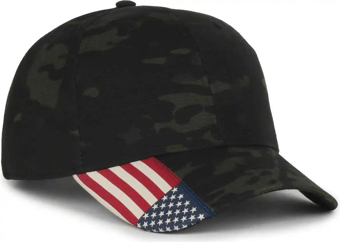 Oc Sports Cwf-405 Multicam Cap with Flag Visor - Black