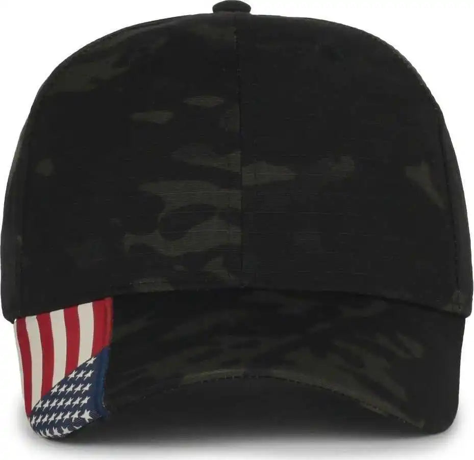 Oc Sports Cwf-405 Multicam Cap with Flag Visor - Black