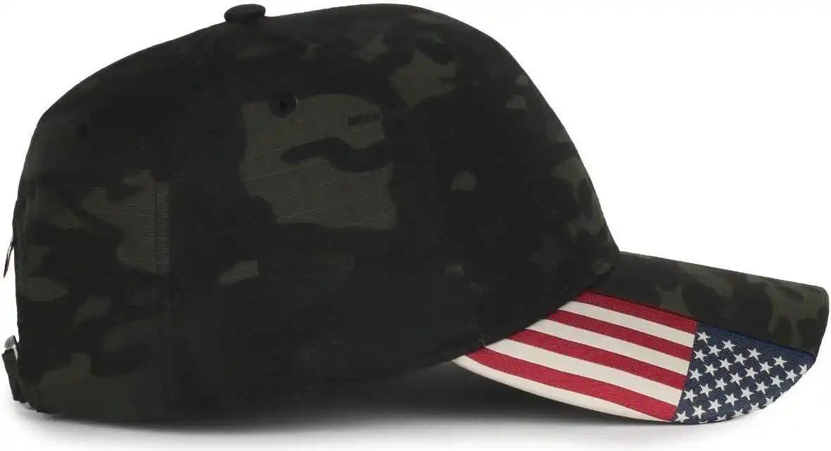 Oc Sports Cwf-405 Multicam Cap with Flag Visor - Black - Osfm
