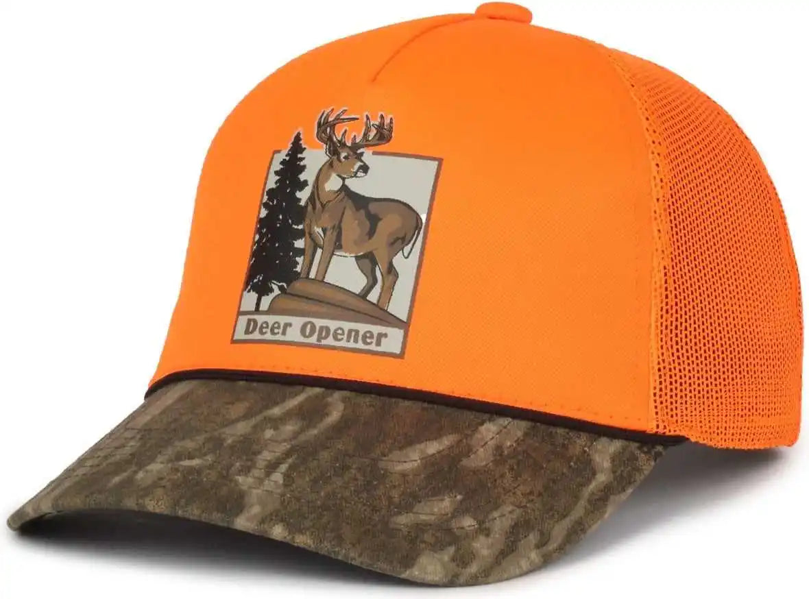 Oc Sports Deer01 Deer Design Cap - Blaze Mossy Oak Bottomland - Mokky / 6 7/8’’ - 7 1/2’’