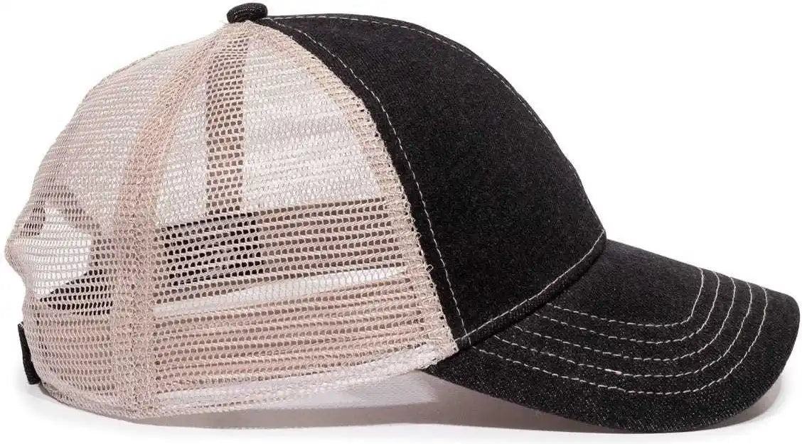 Oc Sports Dn-200m Adjustable Mesh Back Cap - Black Denim Putty - Sand / 6 7/8’’ - 7 1/2’’
