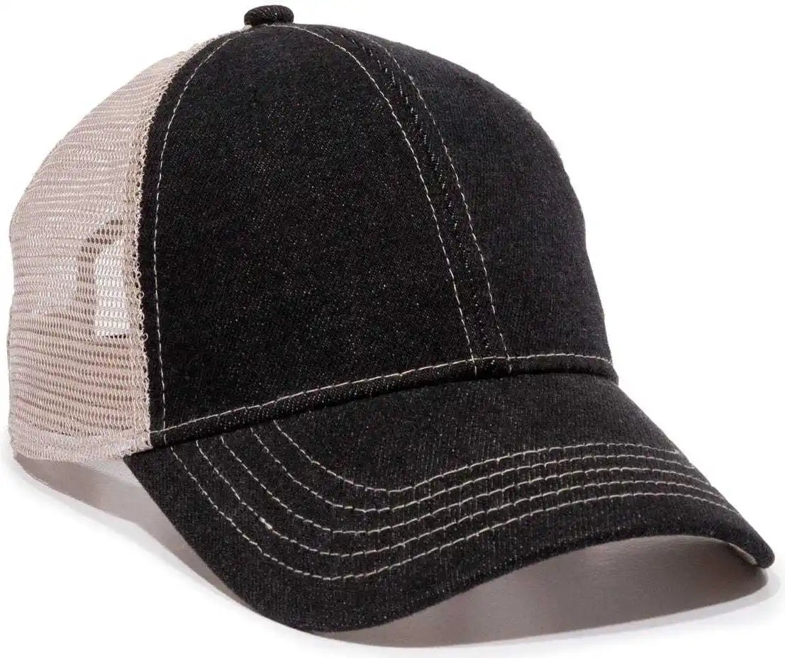 Oc Sports Dn-200m Adjustable Mesh Back Cap - Black Denim Putty - Sand / 6 7/8’’ - 7 1/2’’