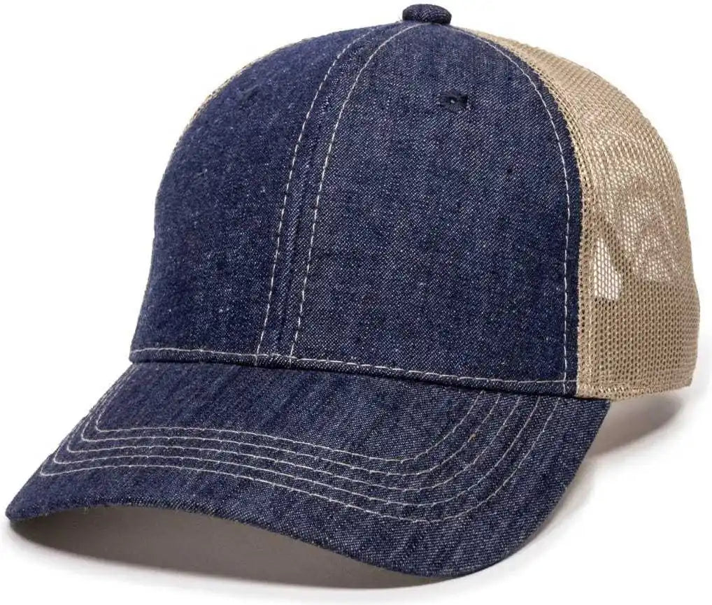 Oc Sports Dn-200m Adjustable Mesh Back Cap - Blue Denim Khaki - 6 7/8’’ - 7 1/2’’