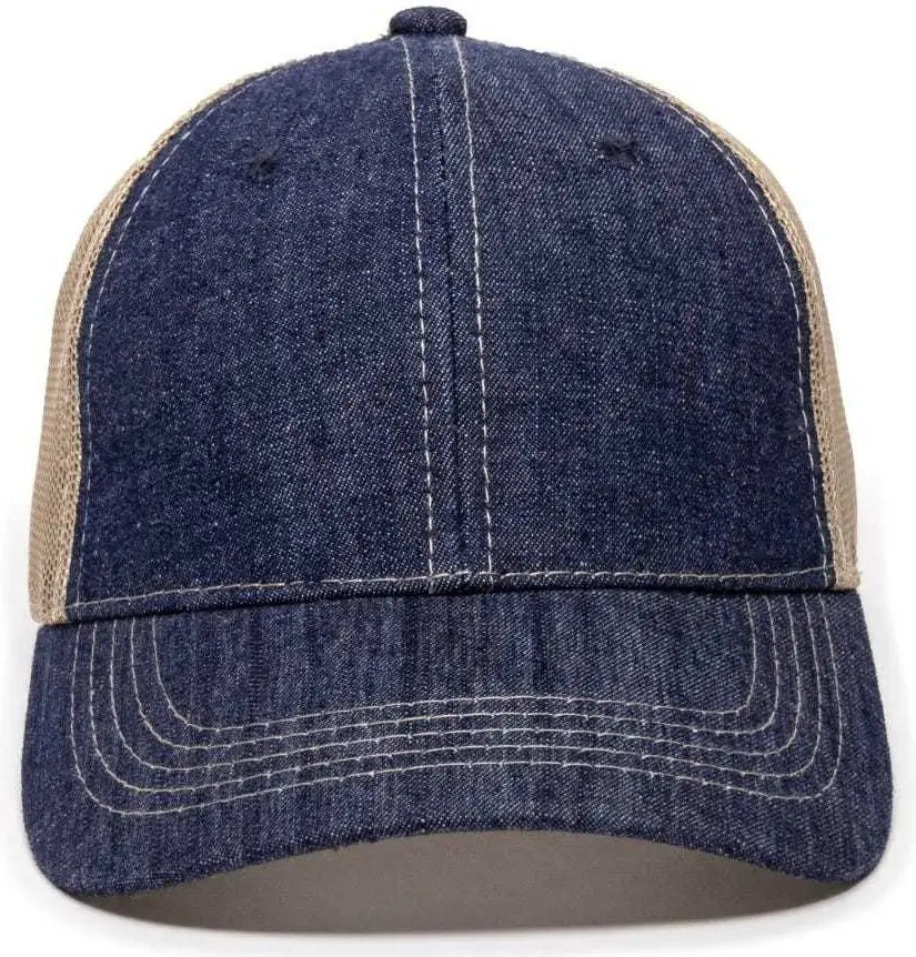 Oc Sports Dn-200m Adjustable Mesh Back Cap - Blue Denim Khaki - 6 7/8’’ - 7 1/2’’