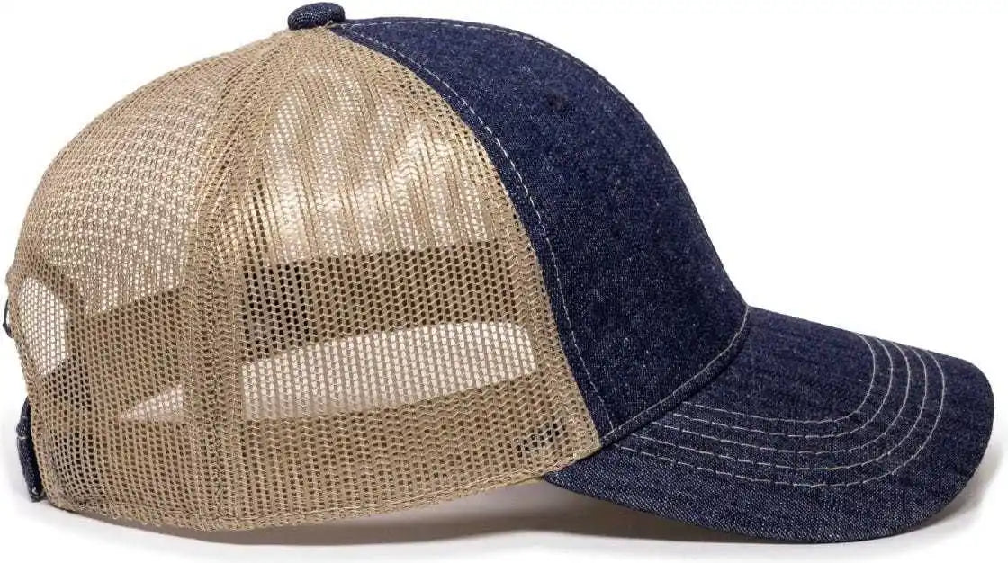 Oc Sports Dn-200m Adjustable Mesh Back Cap - Blue Denim Khaki - 6 7/8’’ - 7 1/2’’
