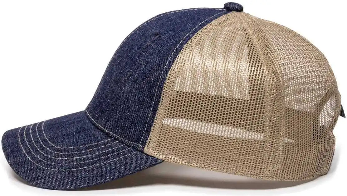 Oc Sports Dn-200m Adjustable Mesh Back Cap - Blue Denim Khaki - 6 7/8’’ - 7 1/2’’