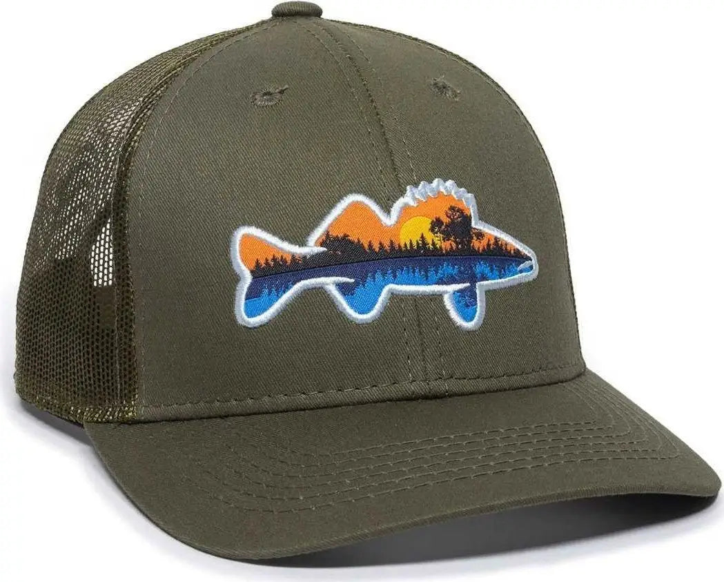 Oc Sports Eye-023 Fishing Adjustable Mesh Back Cap - Olive - 6 7/8’’ - 7 1/2’’