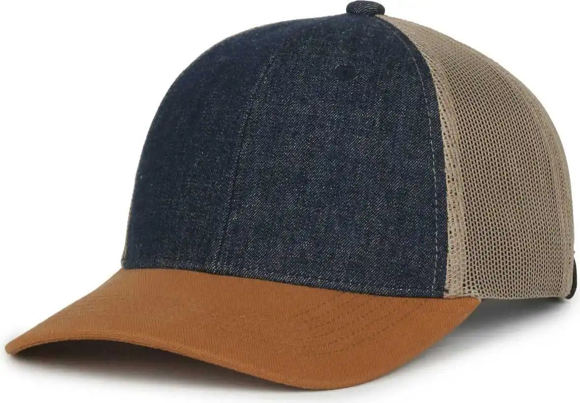 Oc Sports Ffa-dnm Ffa Denim Trucker Cap - Dark Blue Khaki Brown - Osfm