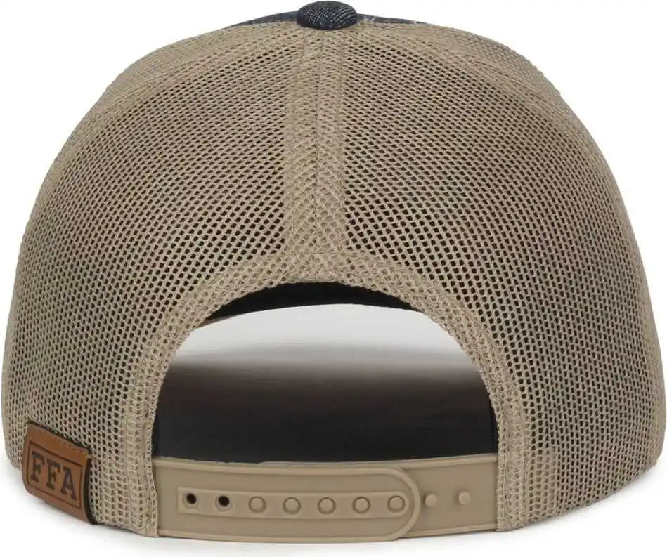 Oc Sports Ffa-dnm Ffa Denim Trucker Cap - Dark Blue Khaki Brown - Osfm