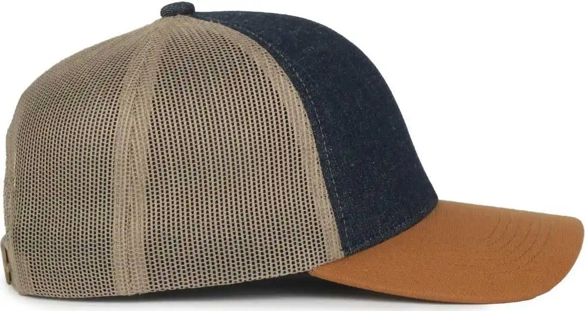 Oc Sports Ffa-dnm Ffa Denim Trucker Cap - Dark Blue Khaki Brown - Osfm