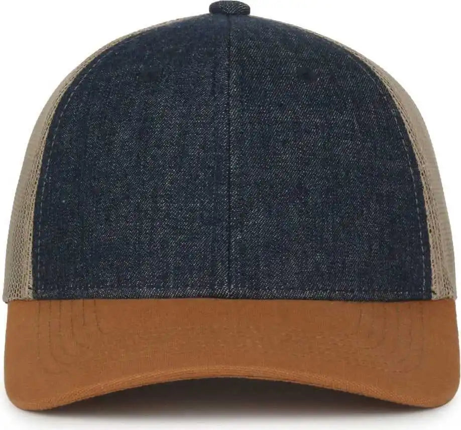 Oc Sports Ffa-dnm Ffa Denim Trucker Cap - Dark Blue Khaki Brown - Osfm