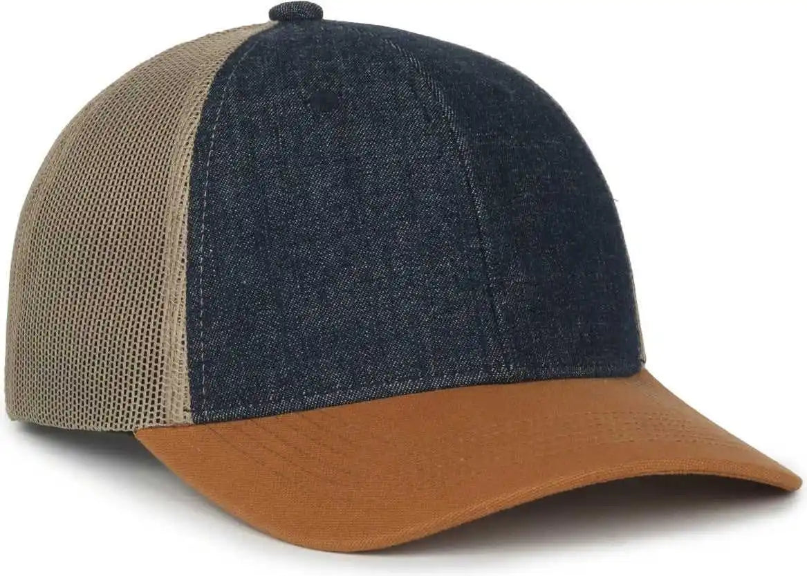 Oc Sports Ffa-dnm Ffa Denim Trucker Cap - Dark Blue Khaki Brown - Osfm