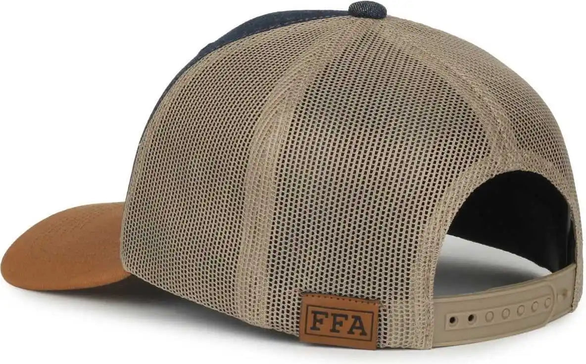 Oc Sports Ffa-dnm Ffa Denim Trucker Cap - Dark Blue Khaki Brown - Osfm